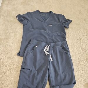 Navy figs one pocket scrub top